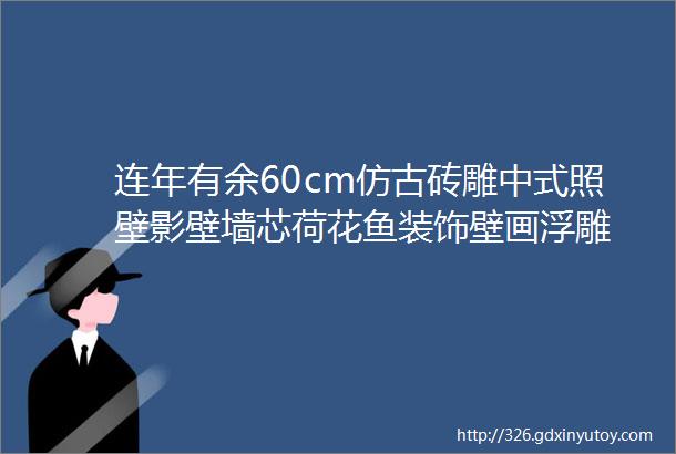 连年有余60cm仿古砖雕中式照壁影壁墙芯荷花鱼装饰壁画浮雕